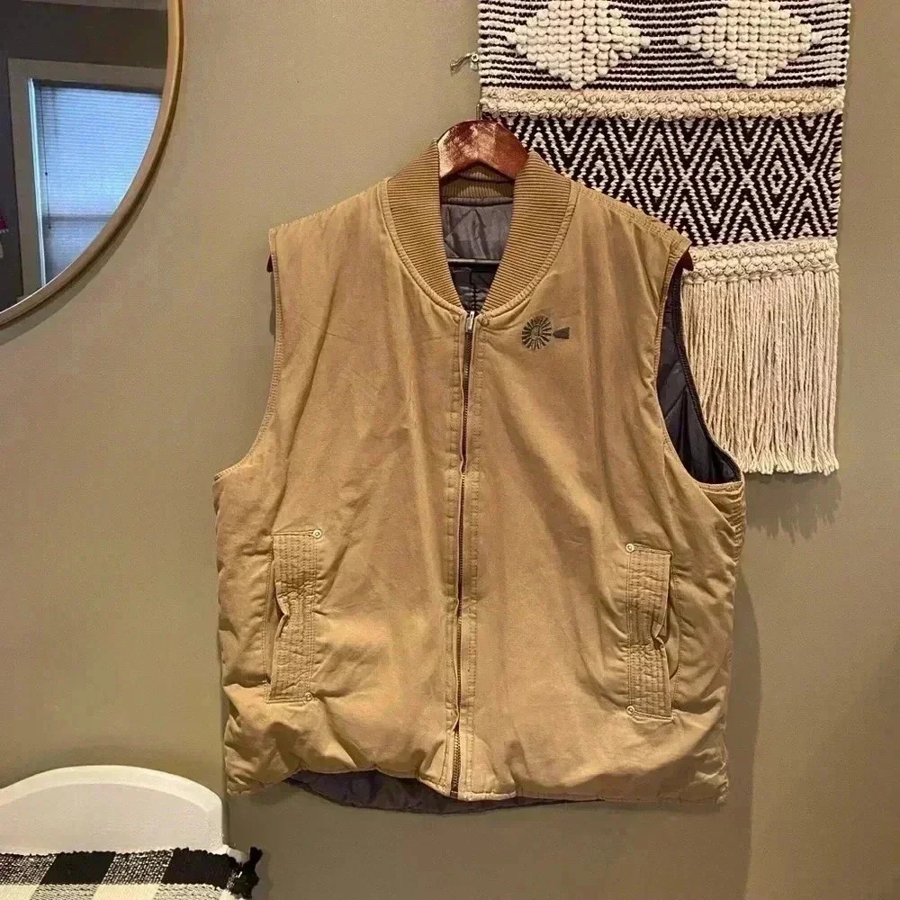 VINTAGE MENS FARM BOY TAN WESTERN VEST SIZE LARGE